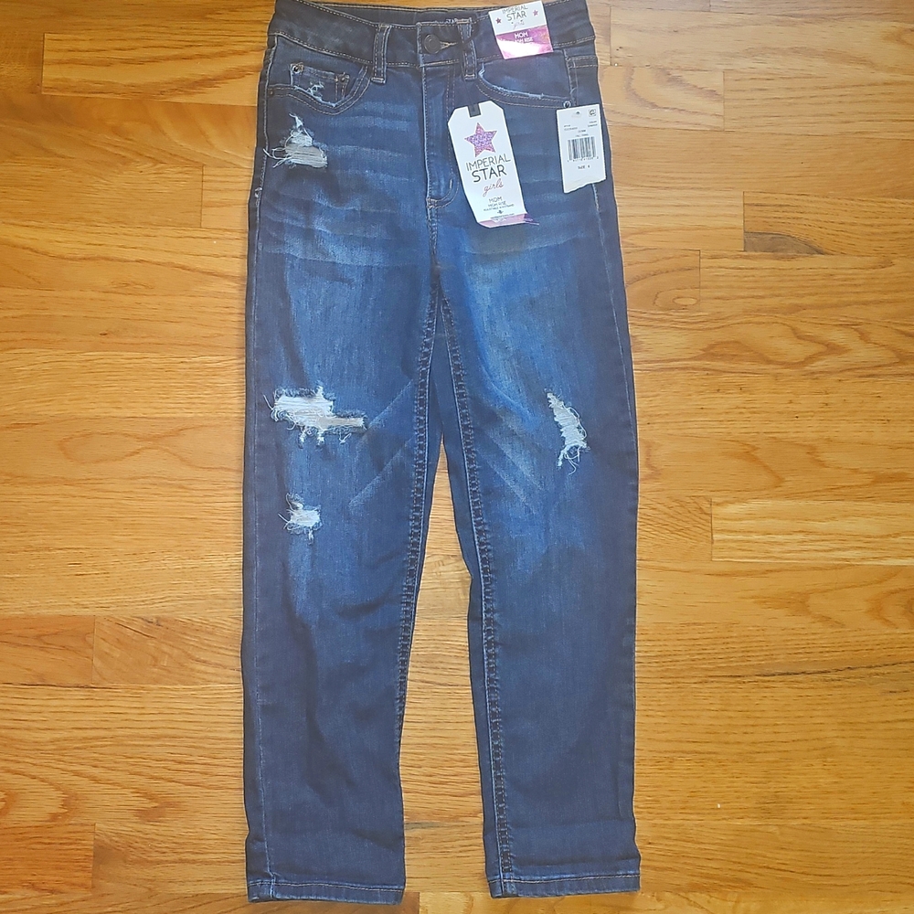 Girls distressed jeans, never worn, size 8